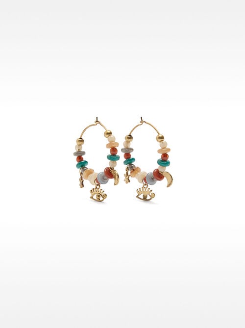 Orecchini a cerchio multicolore con charms