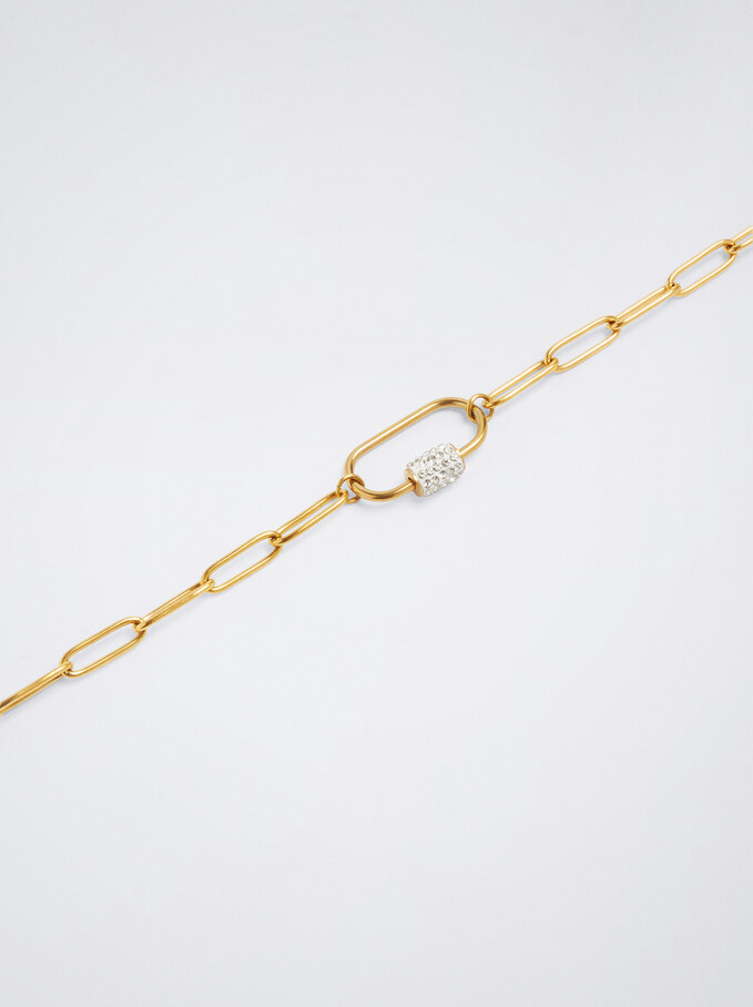 Stainless Steel Chain Necklace, Golden, hi-res