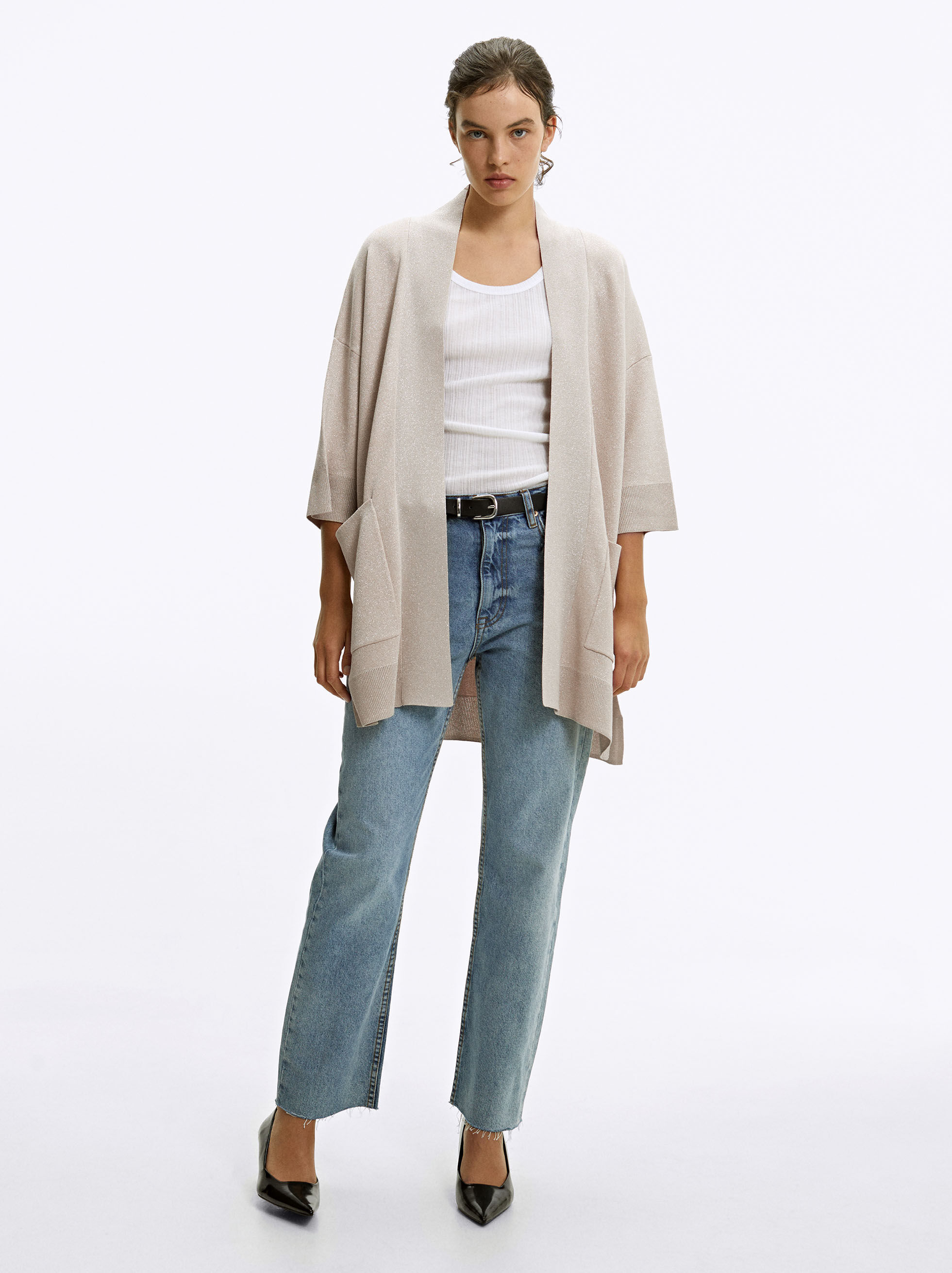 Grey knit best sale cardigan
