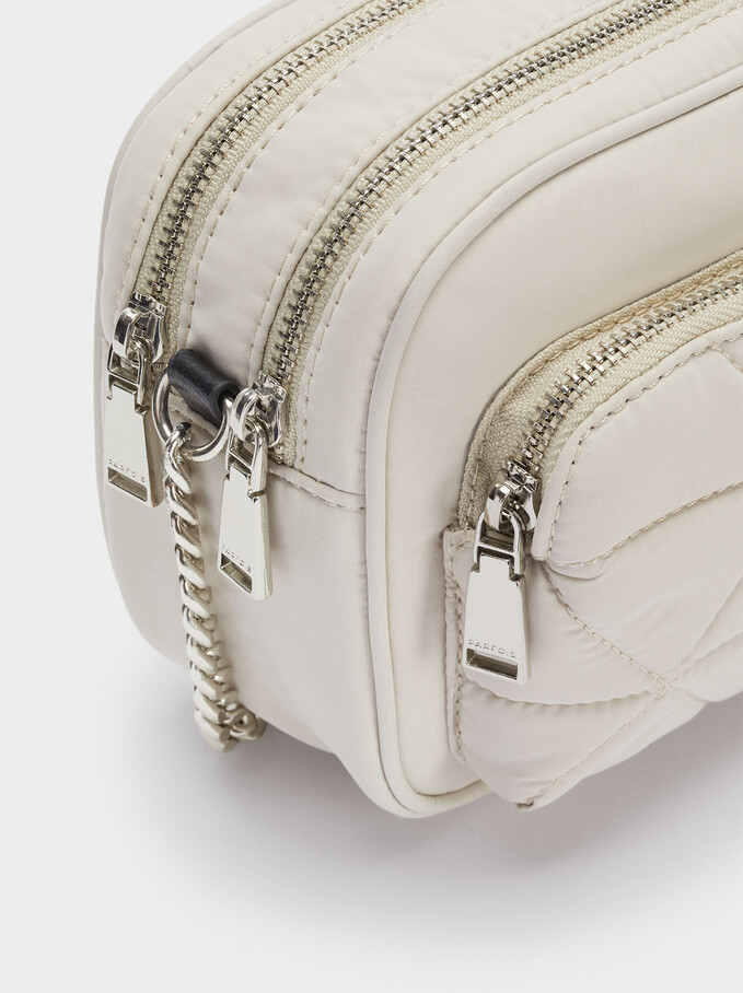 Quilted Nylon Crossbody Bag, White, hi-res