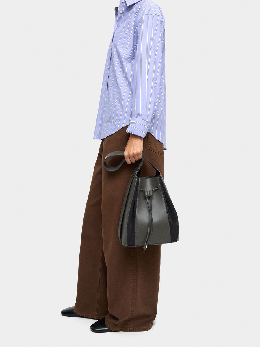 Bucket bag with leather M