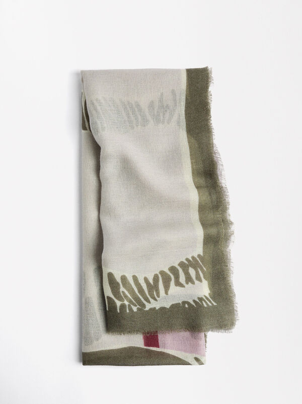 Printed scarf with wool