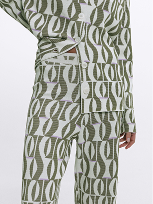 Pantalon En Maille Jacquard, Multicolore, hi-res