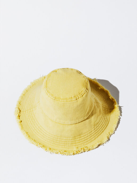 Bucket Hat Aus Denim, Gelb, hi-res
