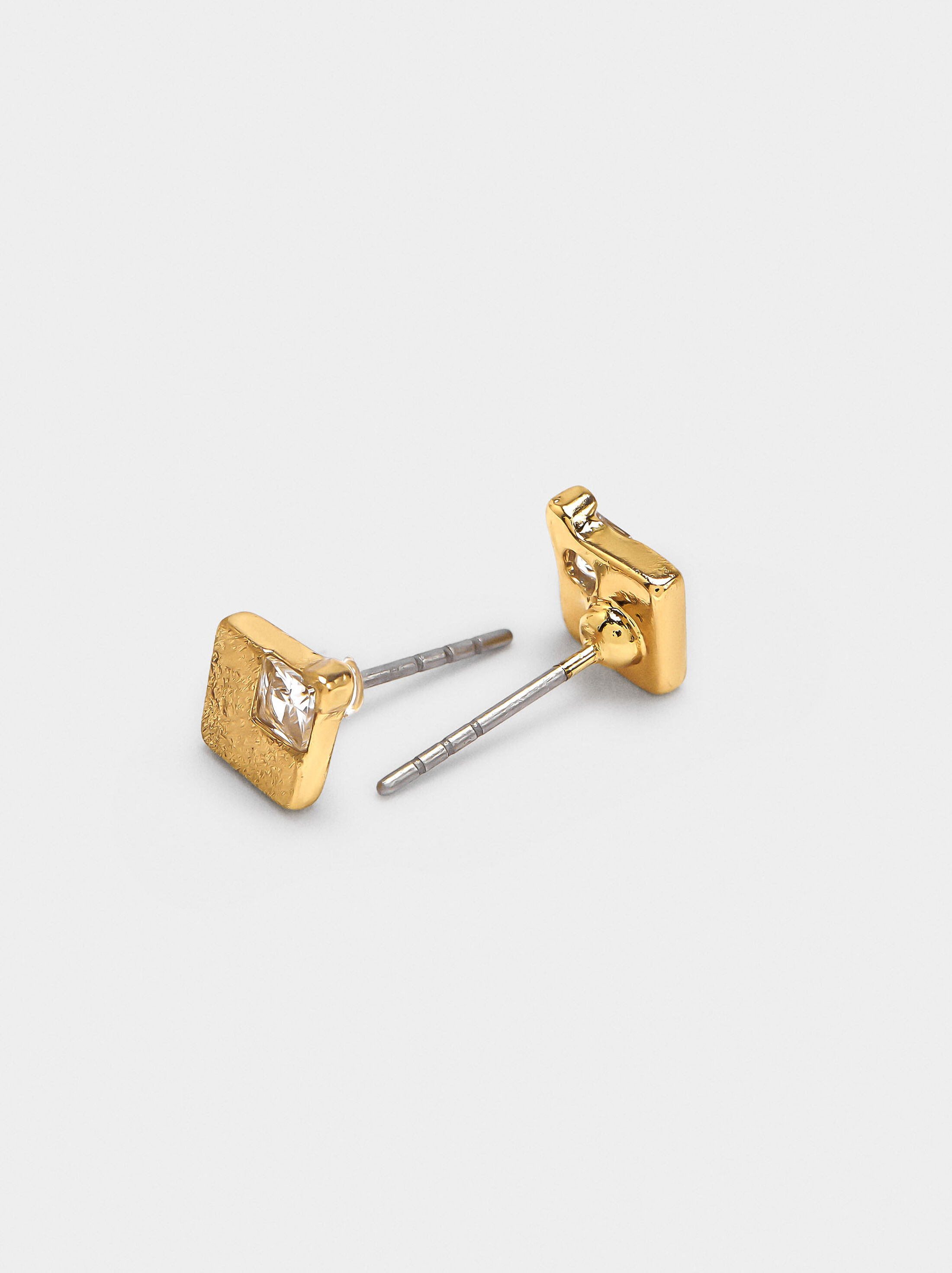 Square earrings with squares and cubic zirconia image number 1.0
