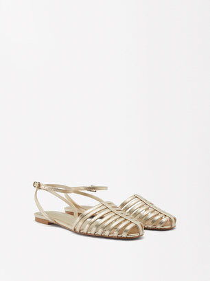 Strappy Sandals, Golden, hi-res