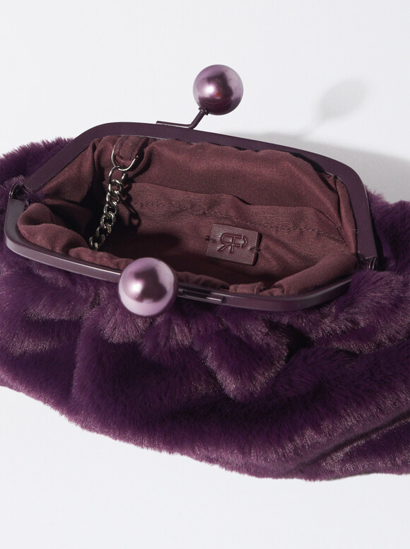Faux Fur Party Bag, Purple, hi-res