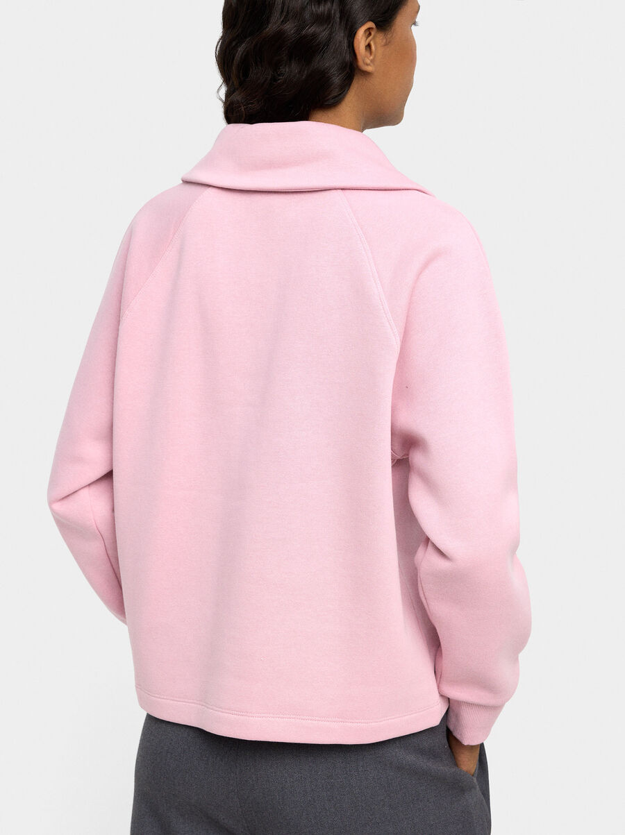 Sweatshirt with polo collar and stripes