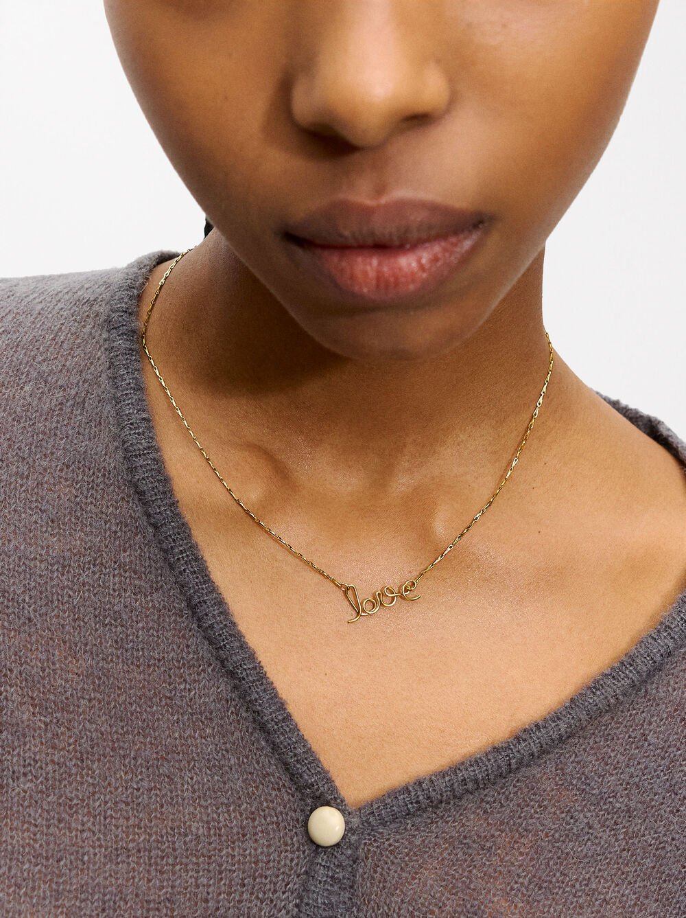 Collier fin LOVE - acier inoxydable