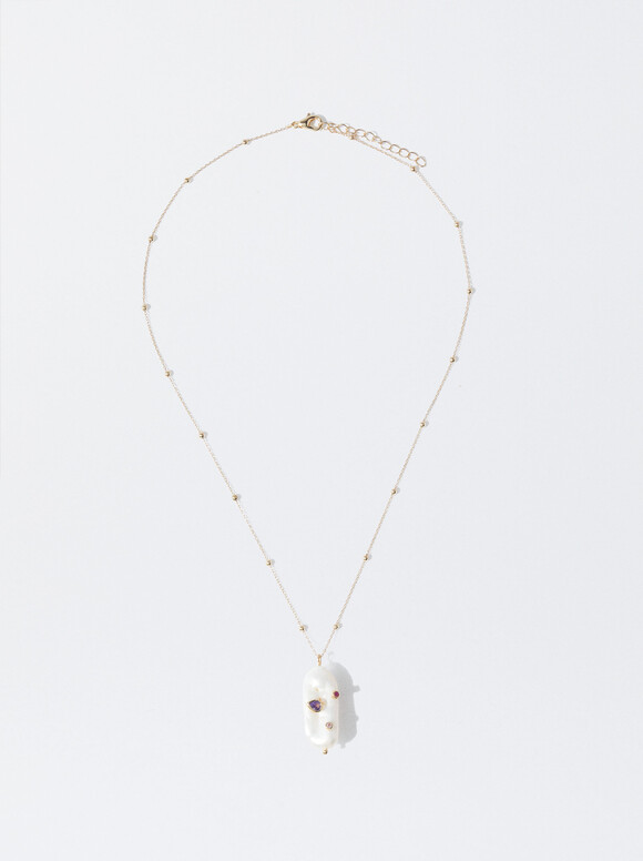 Necklace With Freshwater Pearl, Multicolor, hi-res
