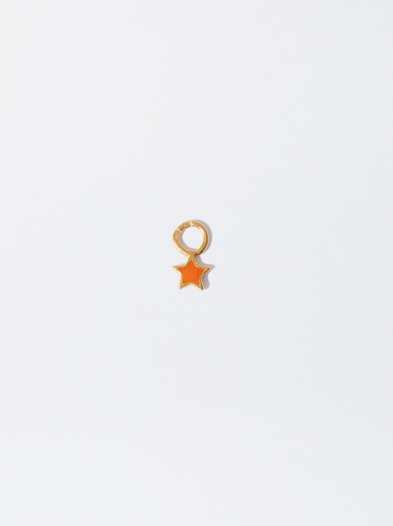 925 Silver Star Charm, Orange, hi-res