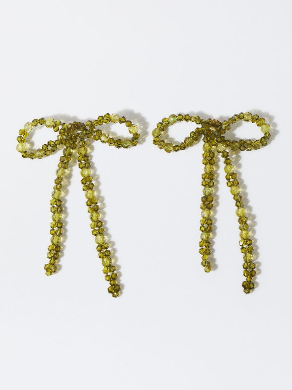 Online Exclusive - Bow Earrings, Green, hi-res