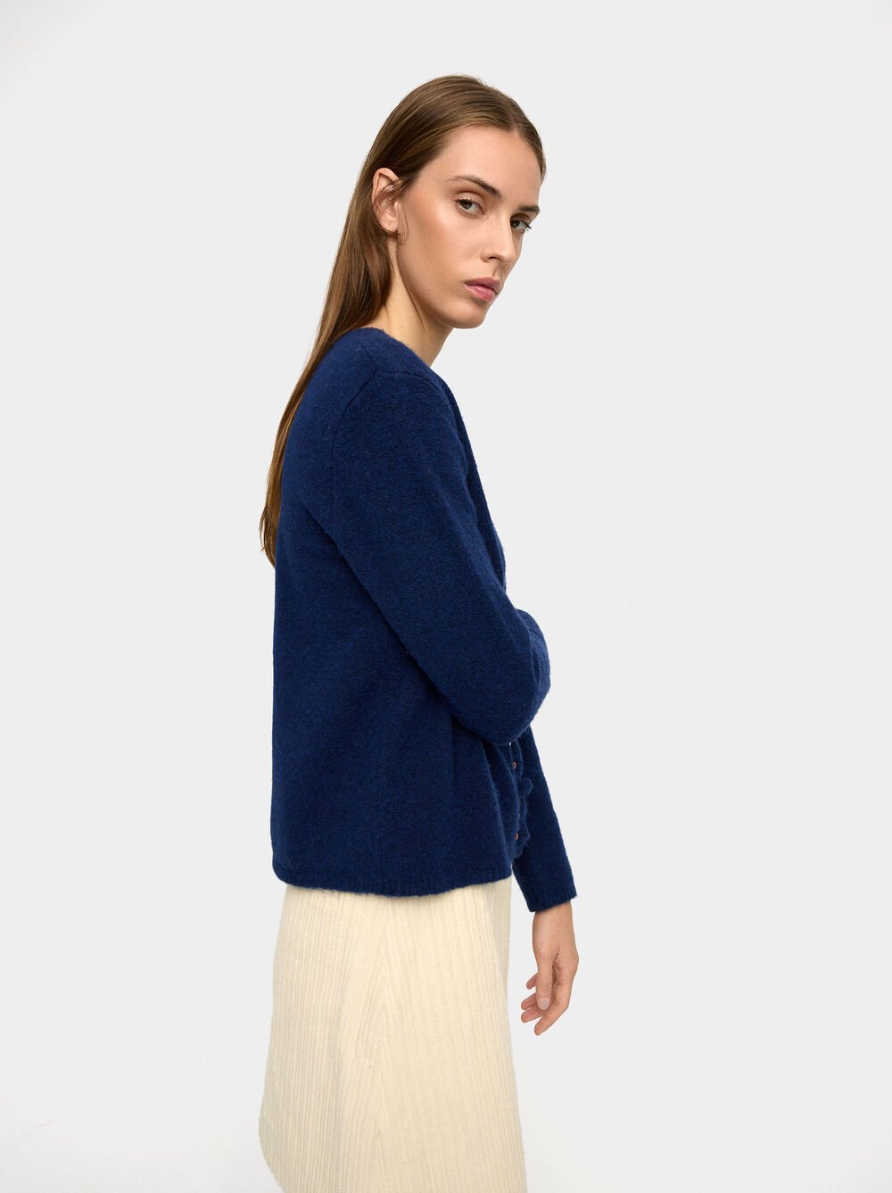 Knitted cardigan with ruffles