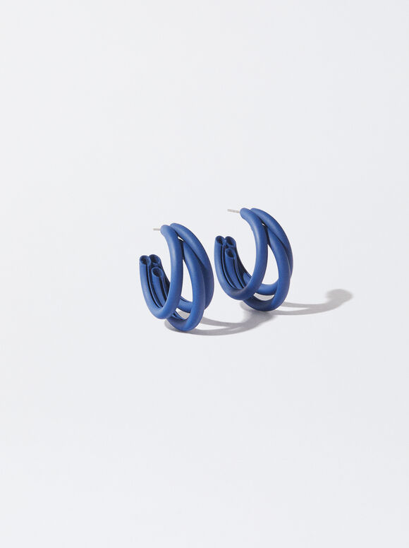 Earrings With Matte Effect, Blue, hi-res