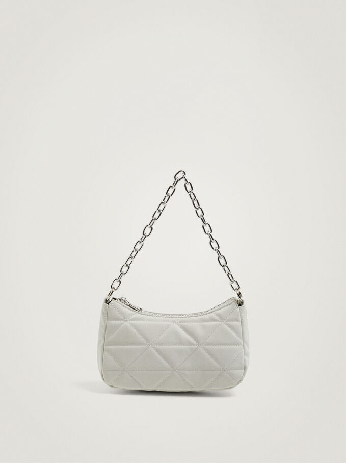Shoulder Bag With Chain Handle, White, hi-res