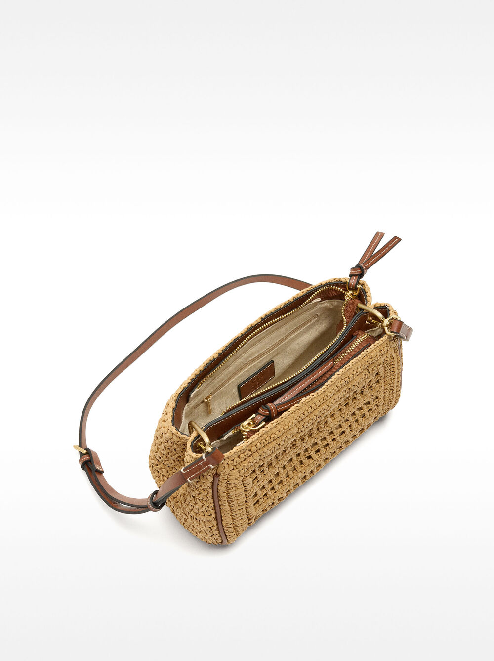 Double straw-effect crossbody bag