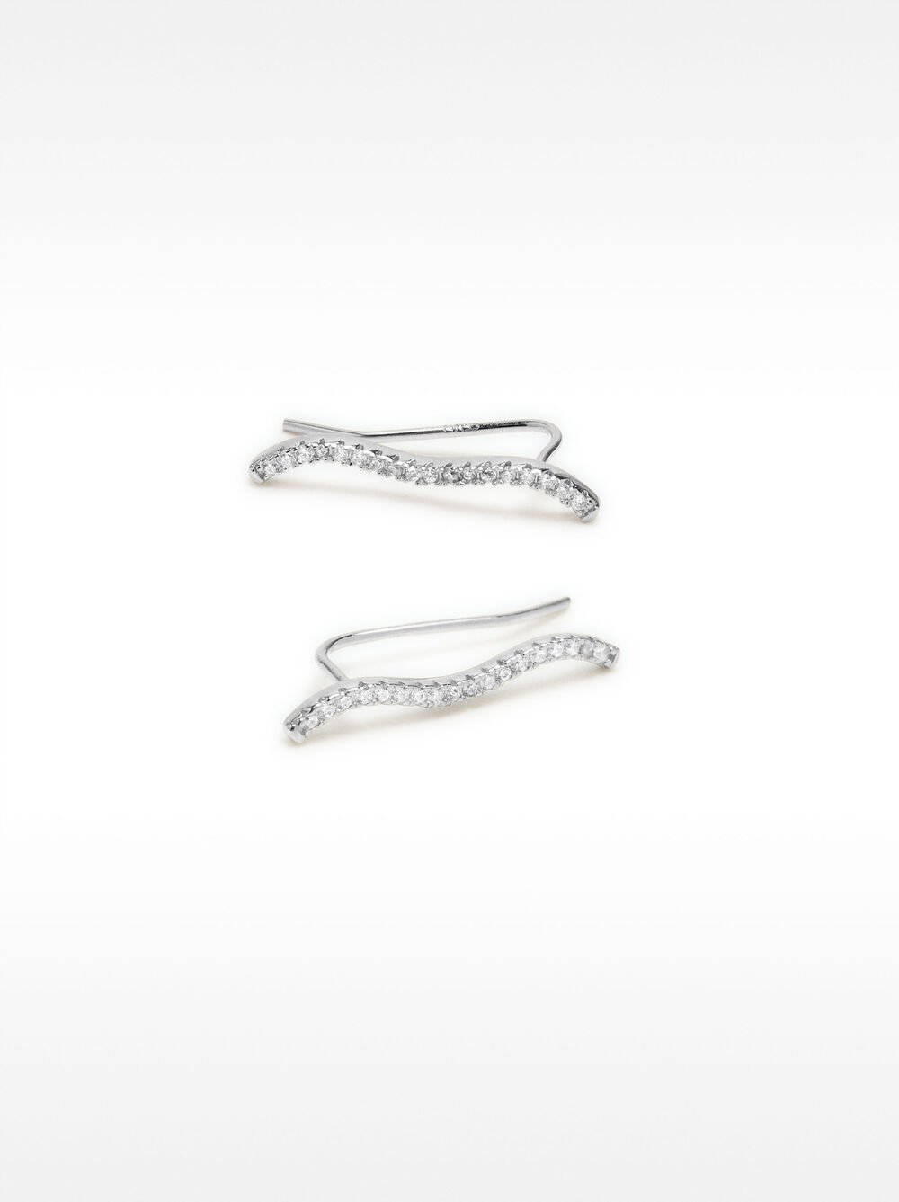 Wave earrings with zirconia - 925 sterling silver