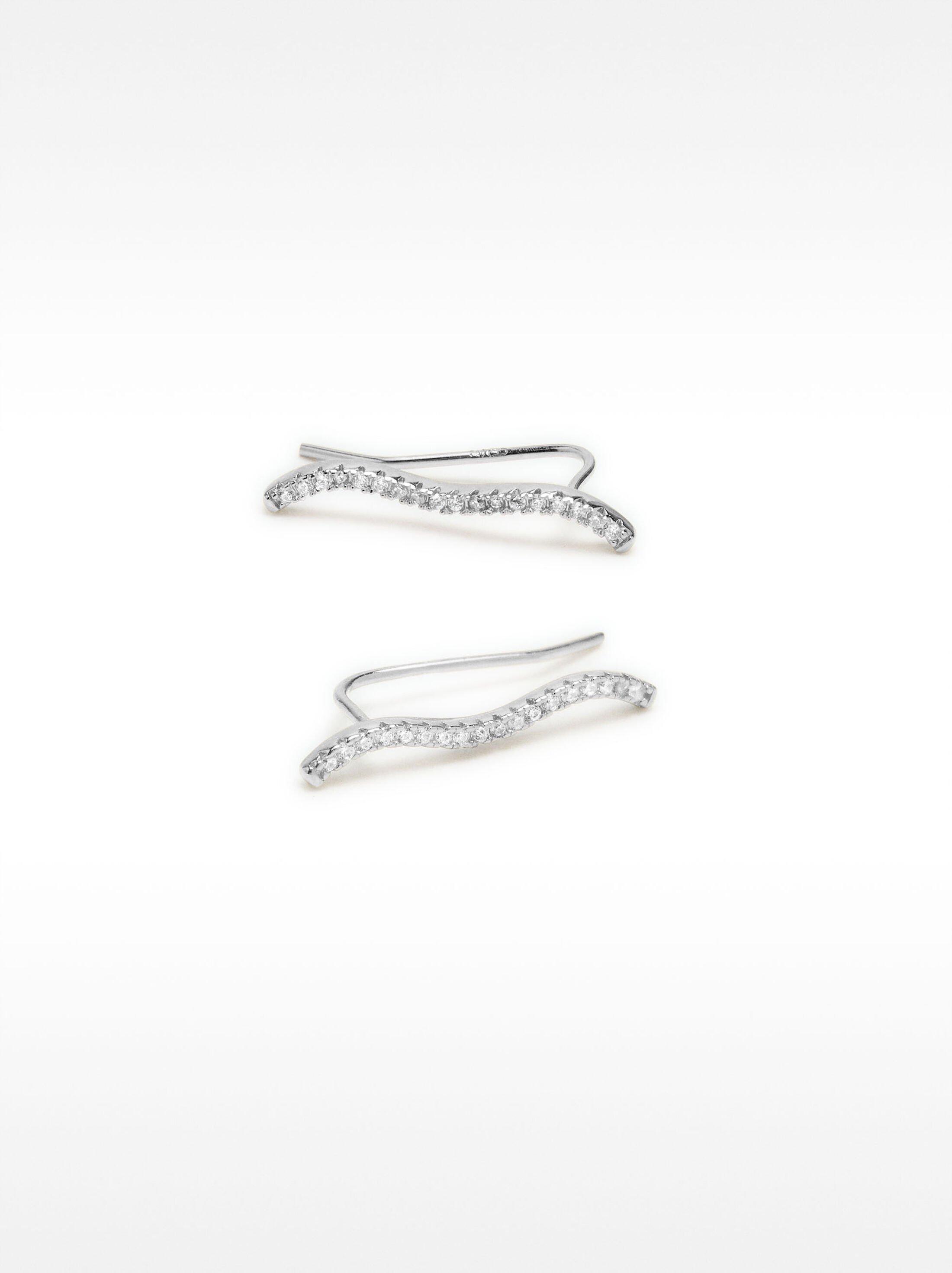 Wave earrings with cubic zirconia - 925 sterling silver image number 1.0