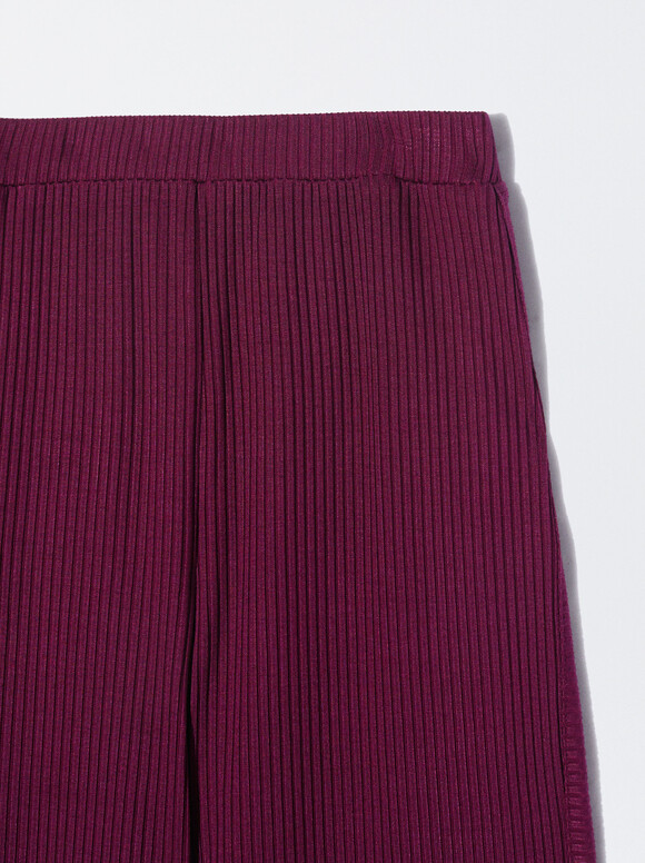 Trousers With Elastic Waistband, Purple, hi-res