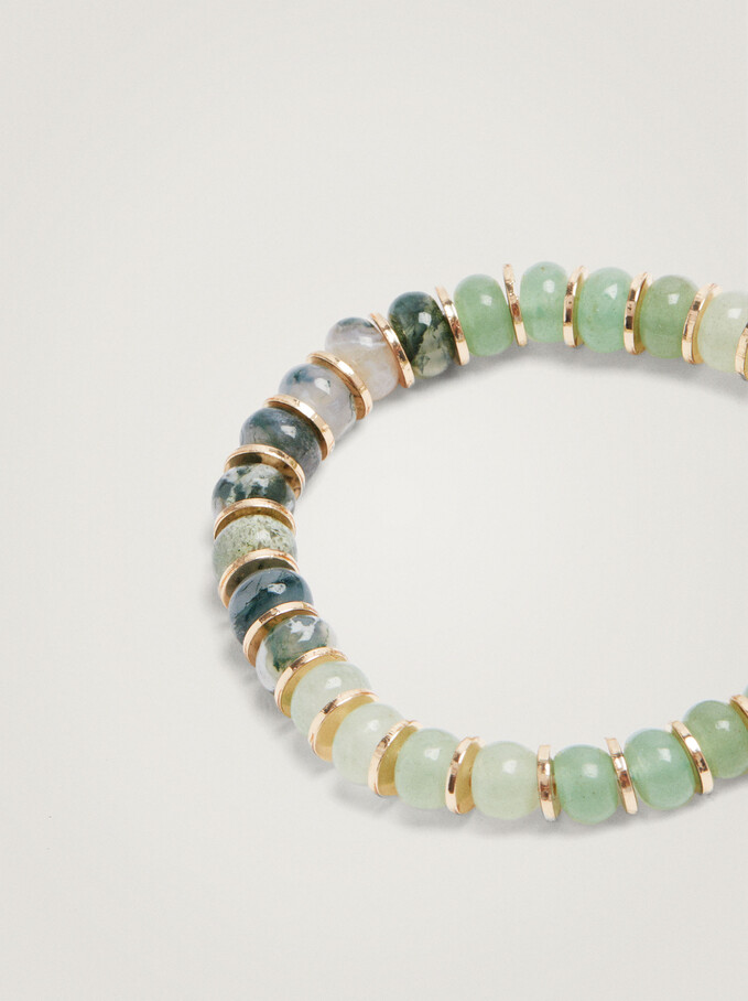 Elastic Bracelet With Stone, Green, hi-res