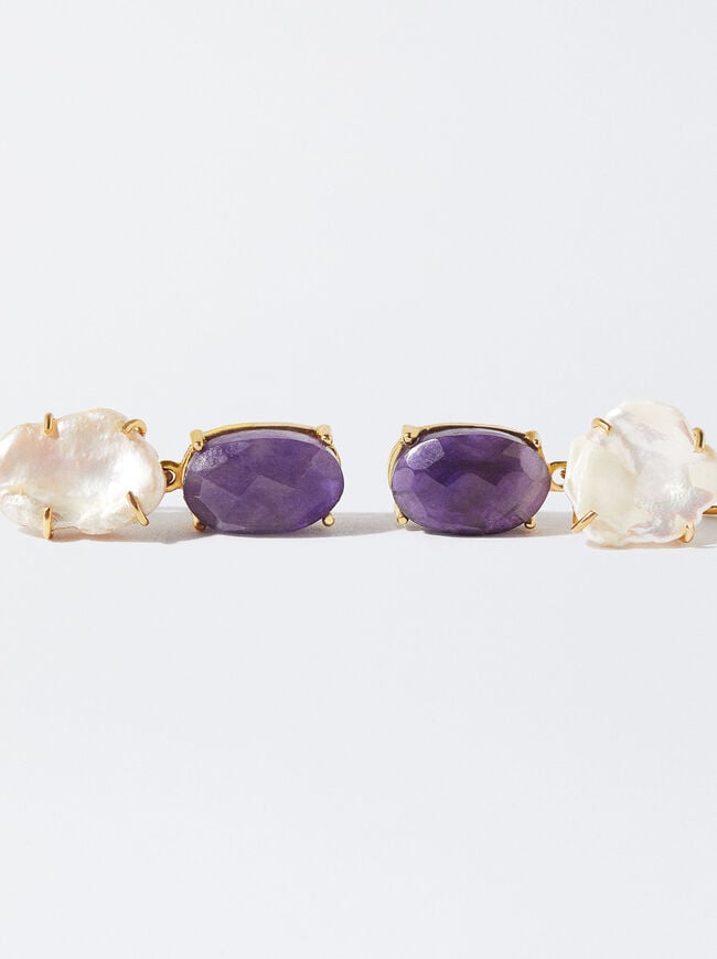 Earrings With Stone And Freshwater Pearl image number 1.0