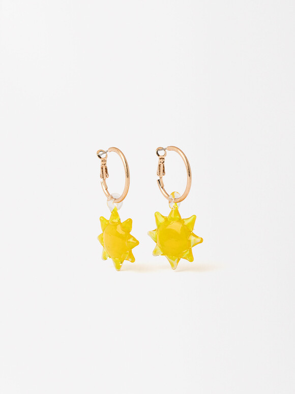 Star Earrings, Yellow, hi-res