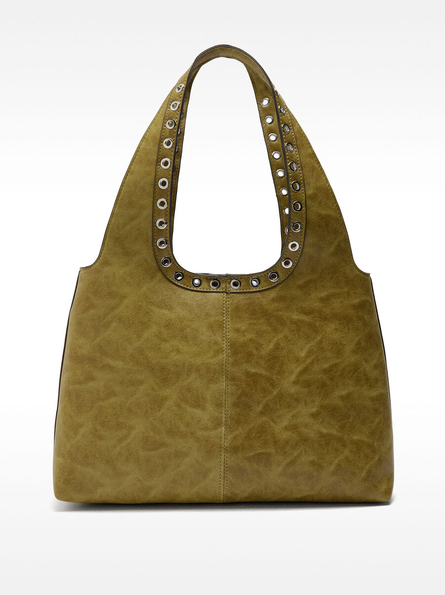 Schultertasche im Crackle-Look mit Nieten