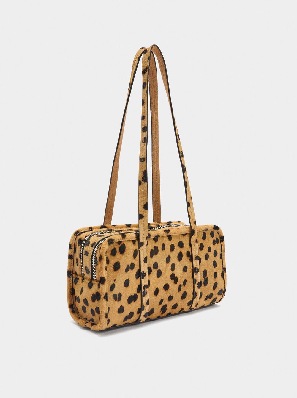 Animal print leather bowling bag