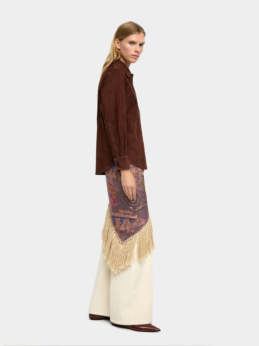 Suede leather overshirt