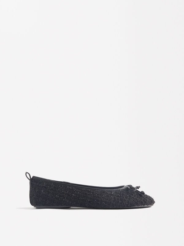 Tweed effect ballet flats