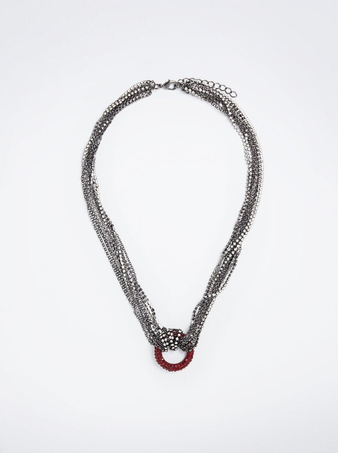 Necklace With Strass, Bordeaux, hi-res