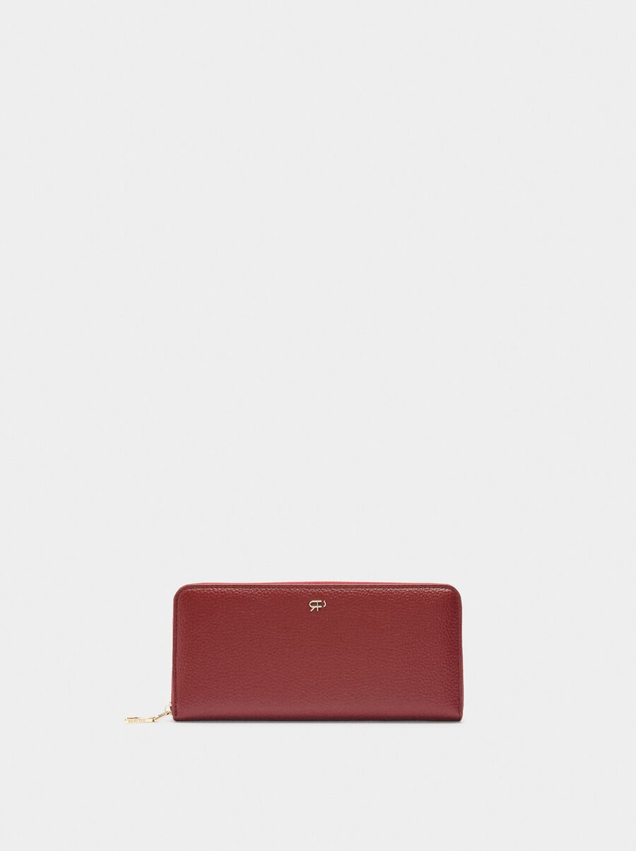 Wallet with texture and zipper closure L
