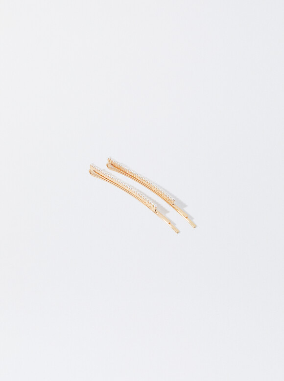 Set Of Hair Clips With Pearls, White, hi-res