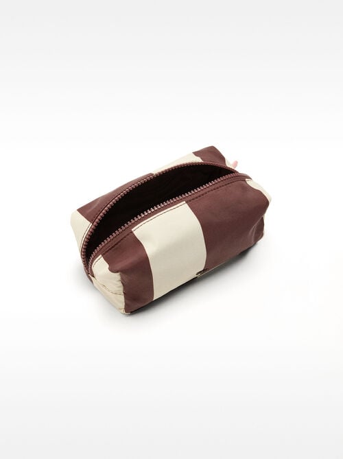 Striped nylon toiletry bag