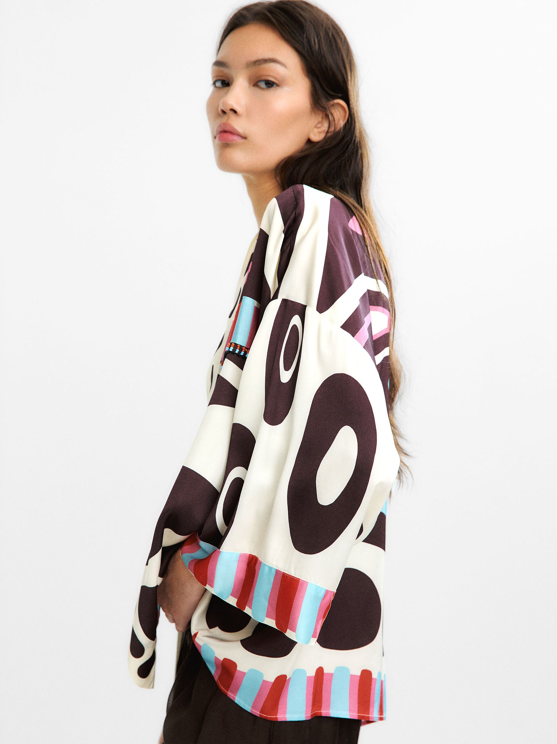 Geometric print kimono image number 1.0