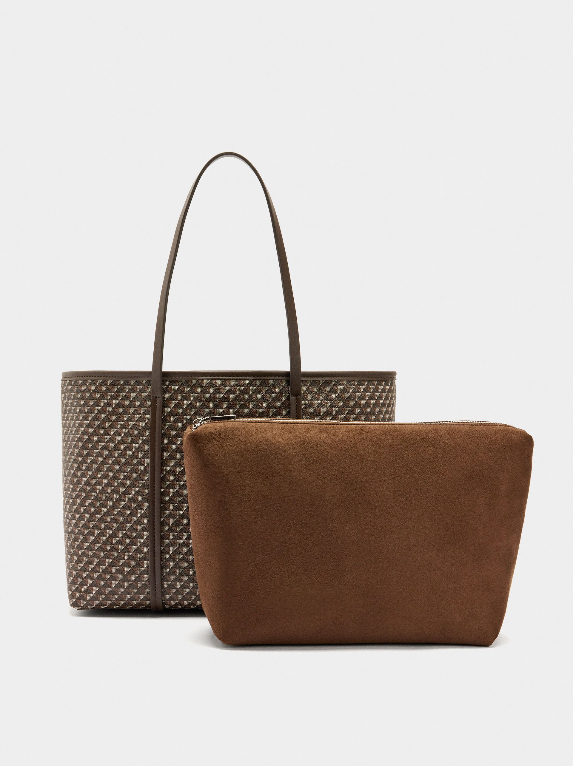 Sac shopper imprimé avec pochette amovible image number 2.0