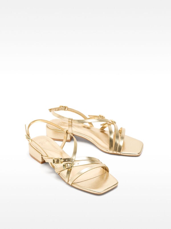 Sandals with metallic straps