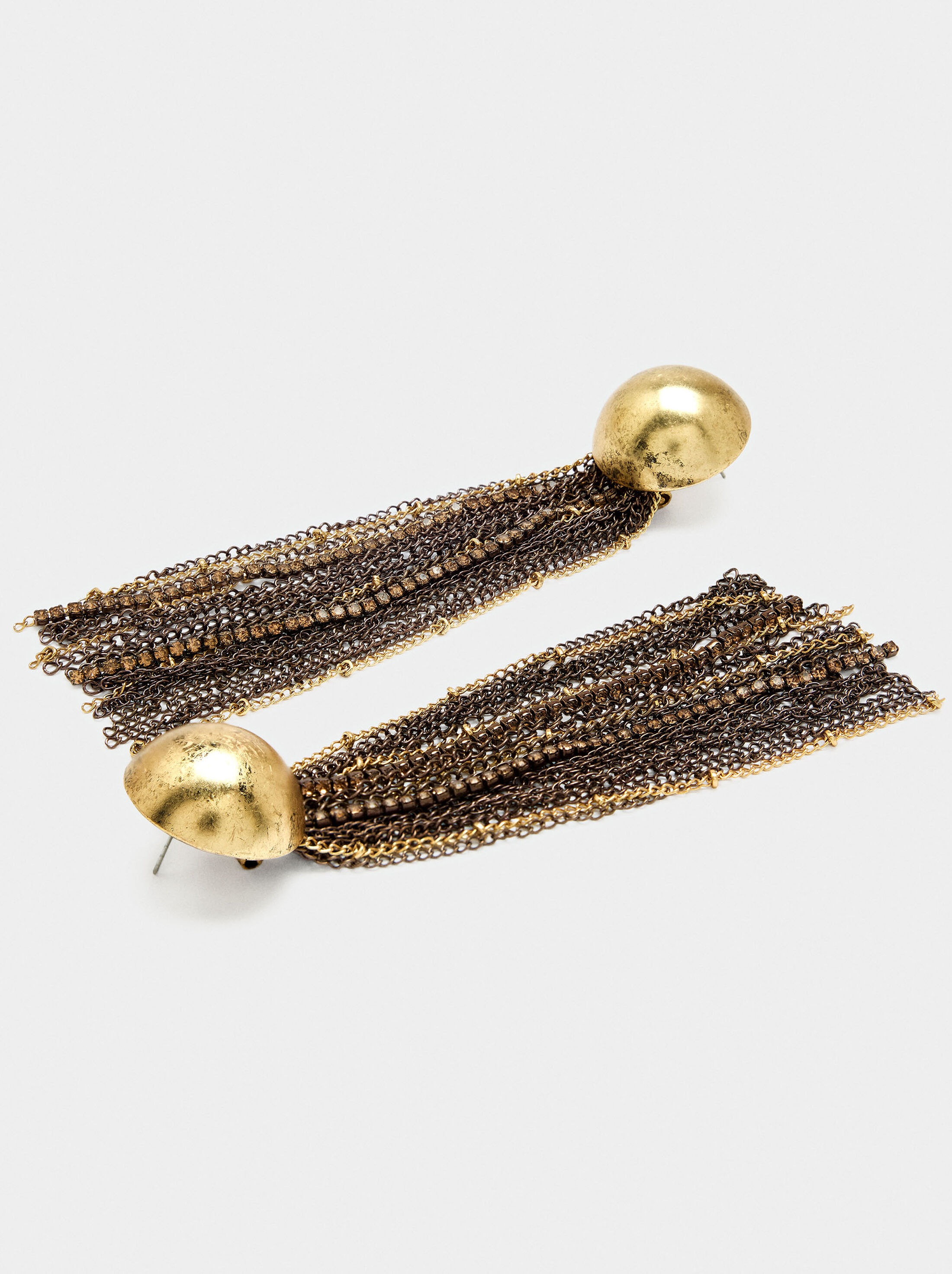 Long chain earrings with crystals image number 2.0