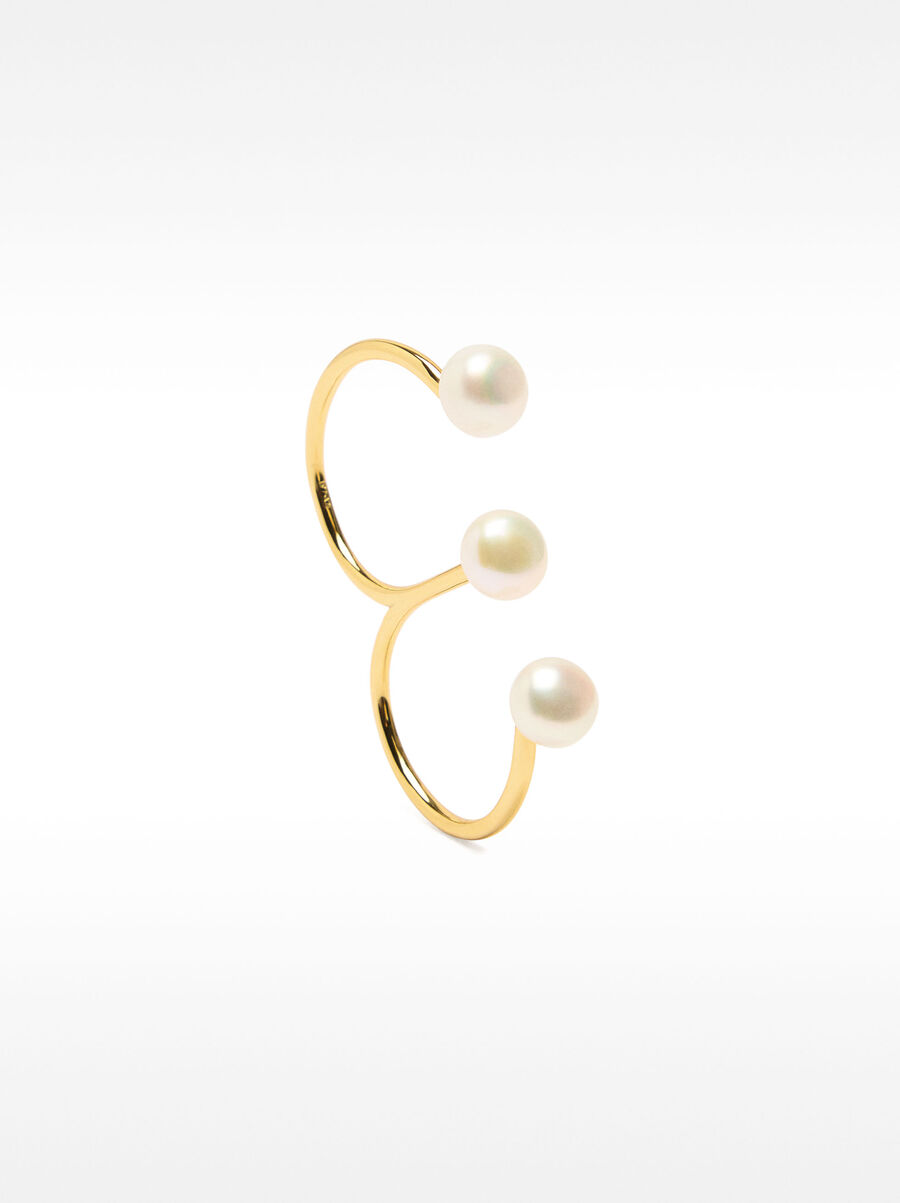 Double ring with freshwater pearls - 925 sterling silver