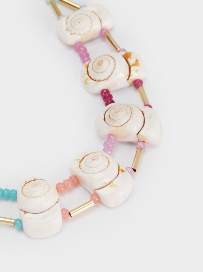 Short Necklace With Shell And Beads, Multicolor, hi-res