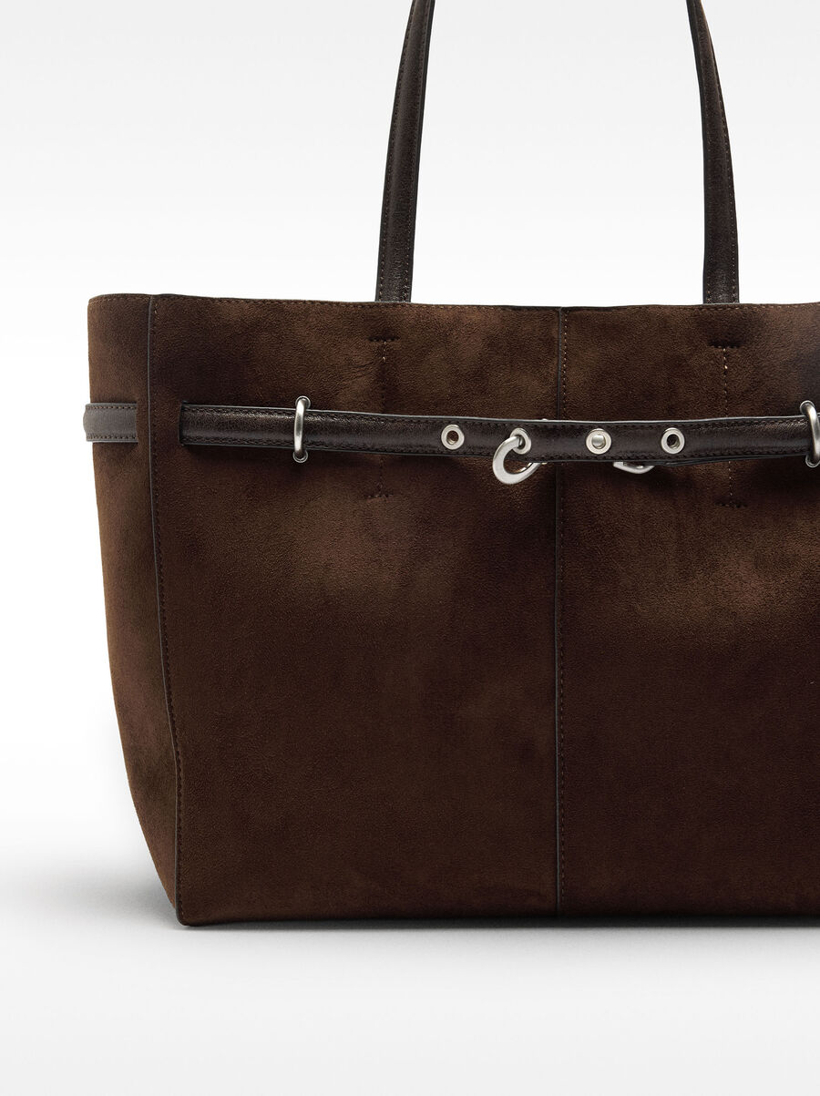 Shopper bag with leather-effect