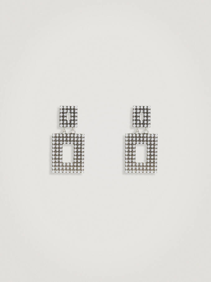 Earrings With Crystals, White, hi-res