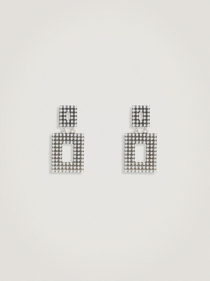Earrings With Crystals, White, hi-res