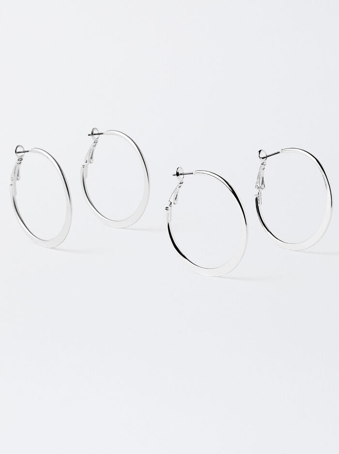 Set Of  Silver Hoop Earrings