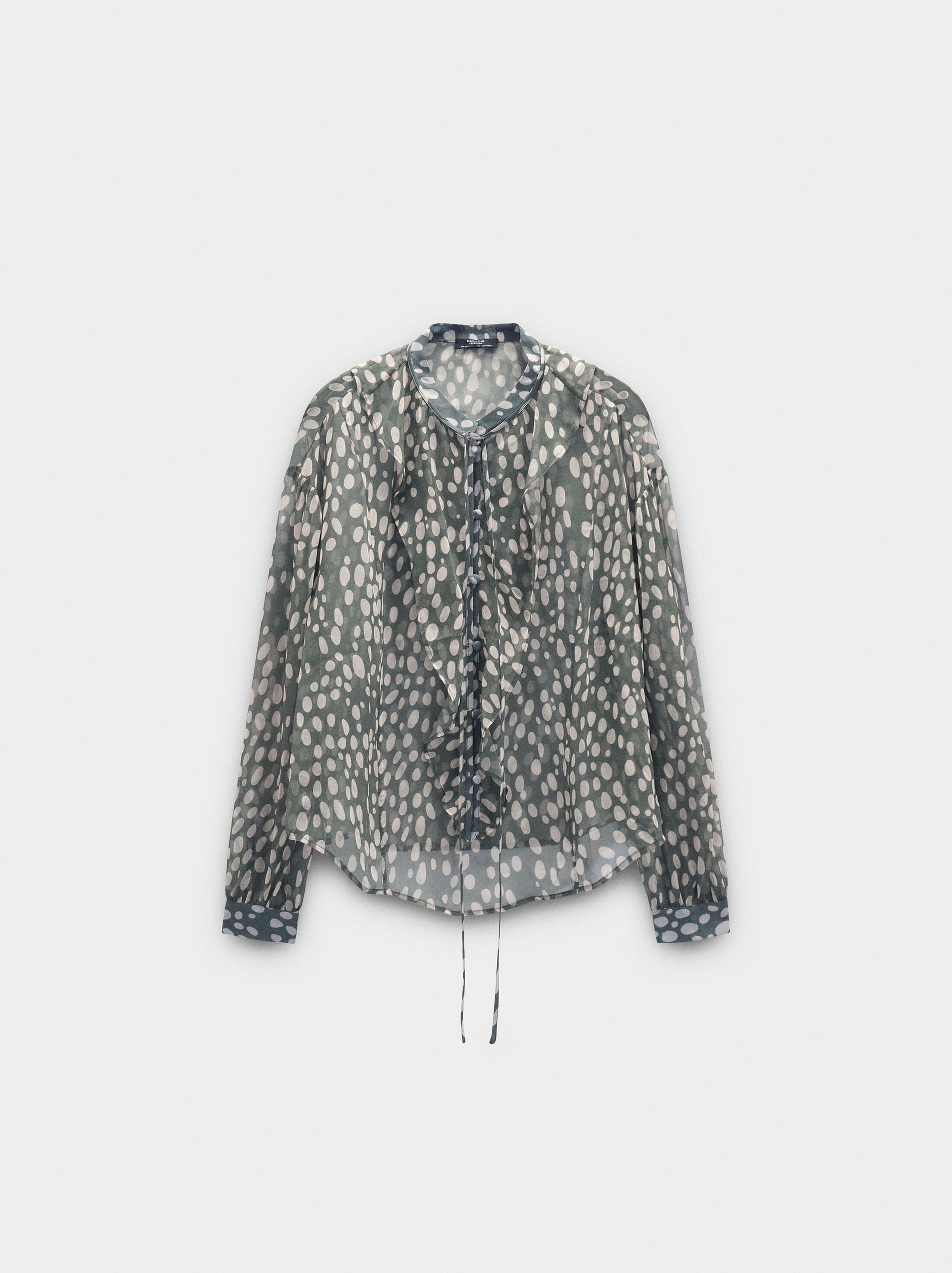 Blouse with semi-transparent print image number 4.0