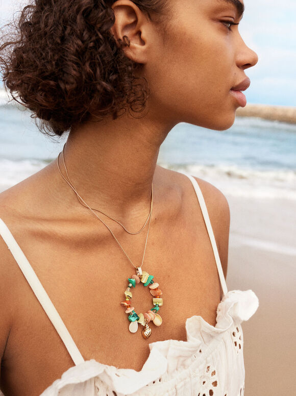 Necklace With Shell, Multicolor, hi-res