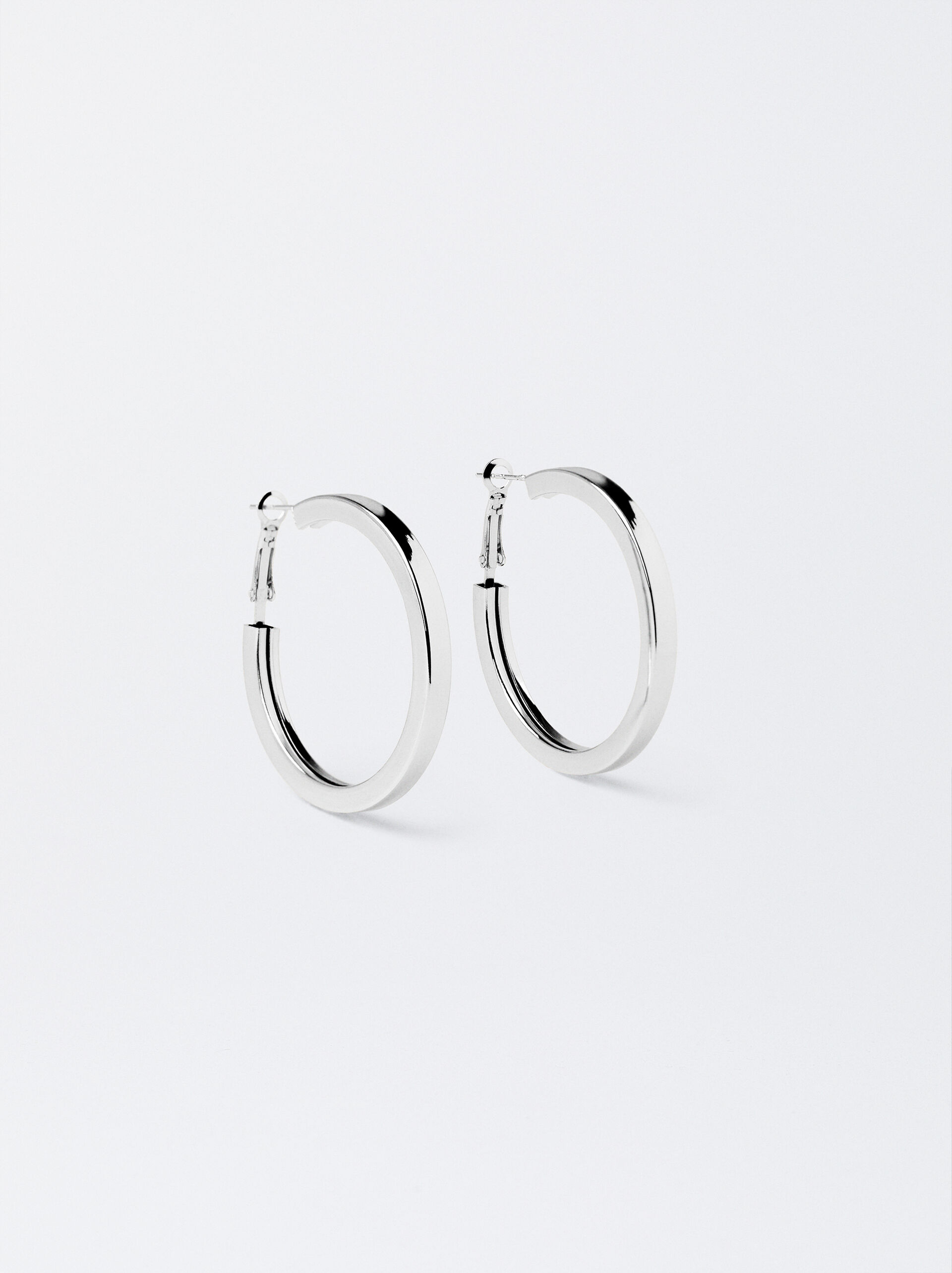 Medium Silver-Plated Hoop Earrings image number 0.0