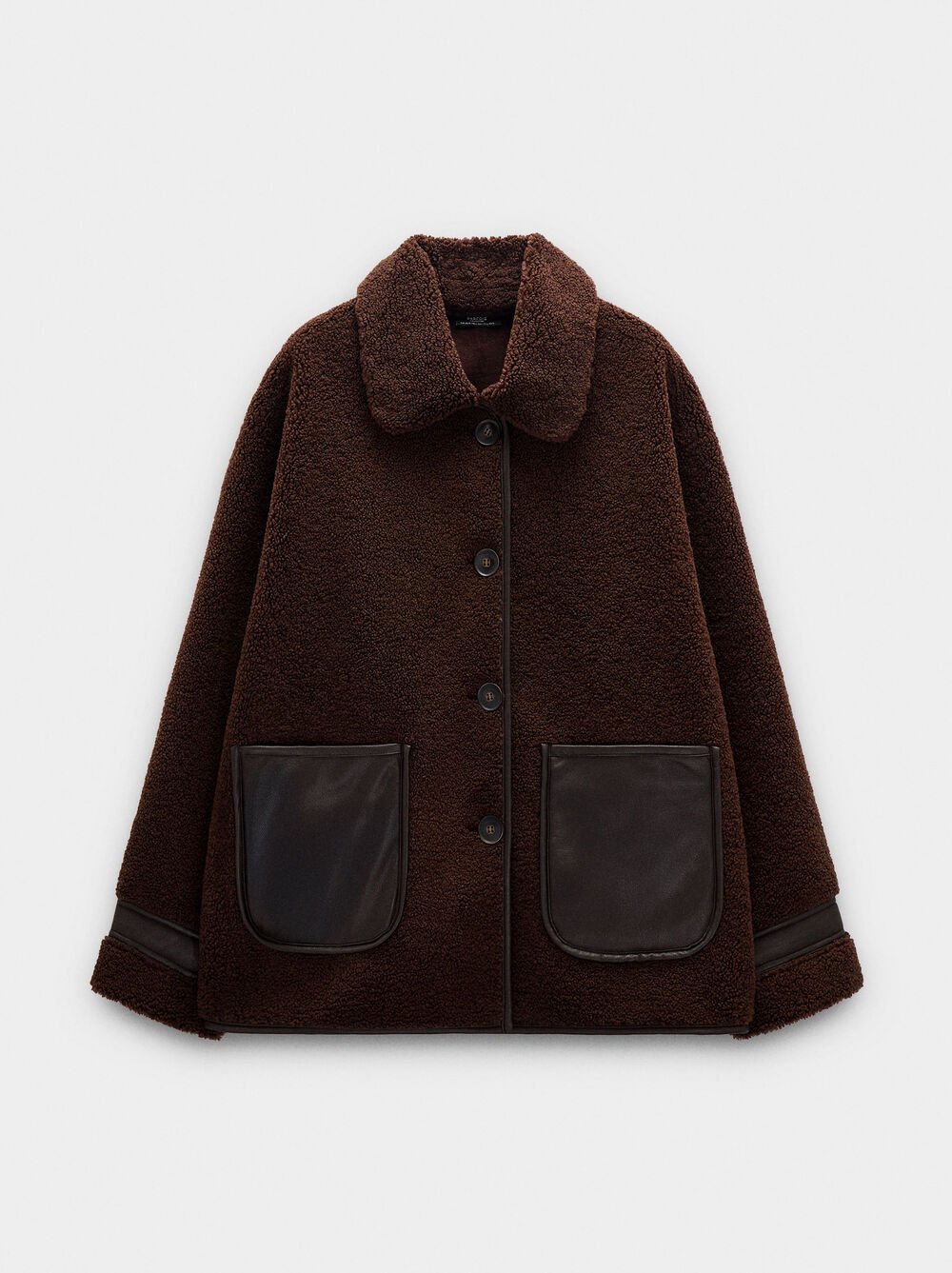 Jacket with sherpa effect and texture contrast