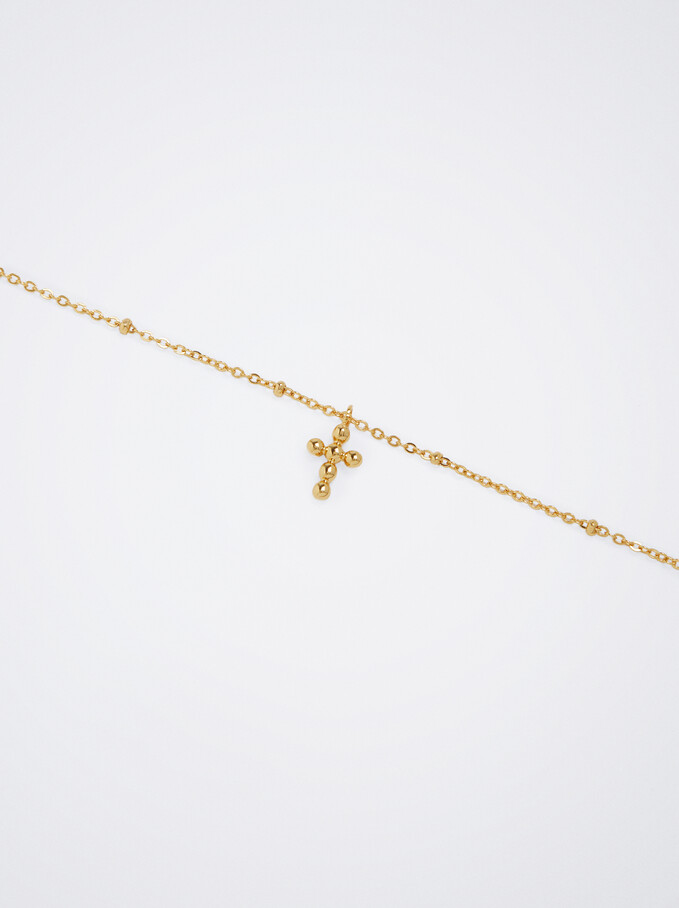 Silver 925 Necklace With Cross, Golden, hi-res