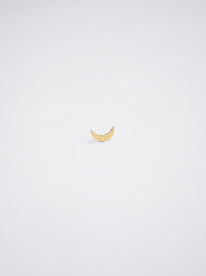 Steel Earrings With Moon, Golden, hi-res